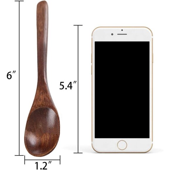12PCS 5 inches Mini Wooden Salt Spoons Tasting Spoon Wooden Soup Spoon - Picture 10 of 15